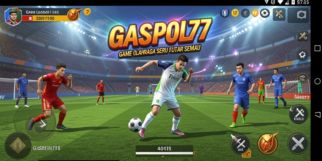Screenshot GASPOL77 menampilkan pemain beraksi dalam pertandingan olahraga yang seru.