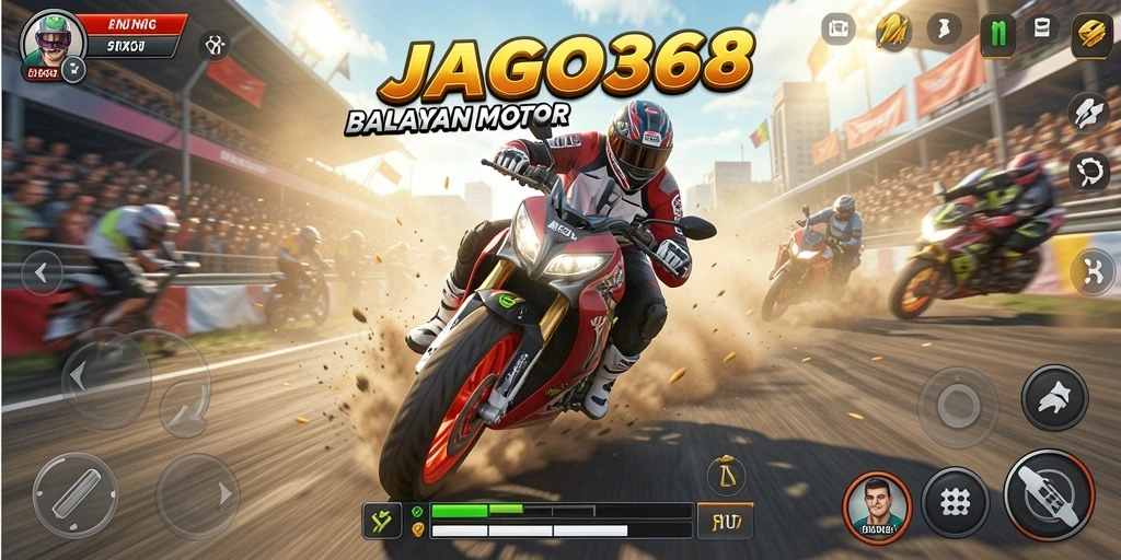 Screenshot JAGO368 menunjukkan aksi balapan motor yang mendebarkan.