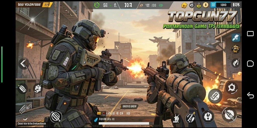 Screenshot gameplay TOPGUN77 dengan aksi tempur yang mendebarkan.